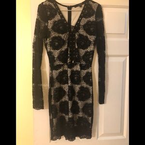 Guess Los Angeles black lace body-con dress S
